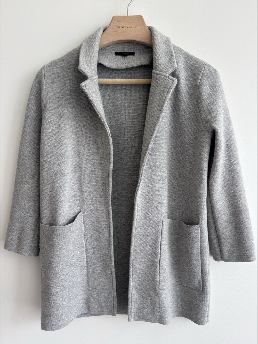 J.Crew Sophie Open Front Sweater Blazer XS Gray Merino Wool Knit Cardigan J0244